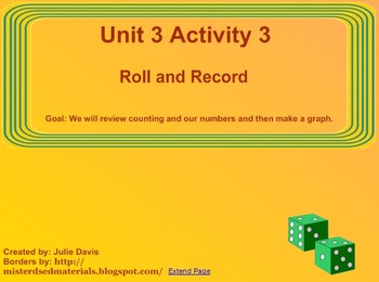 Preview of Everyday Math Kindergarten 3.3 Roll and Record SmartBoard Activity