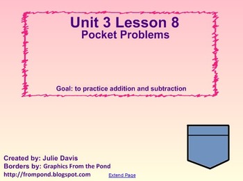 Preview of Everyday Math Kindergarten 3.8 Pocket Problems