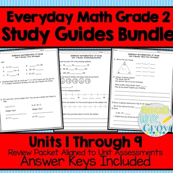 Preview of Everyday Math Grade 2 Study Guides Bundle Units 1-12 {4th Edition}