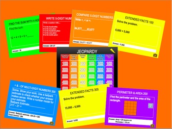 Preview of Everyday Math 3rd Grade Unit 5 Jeopardy Review by Amanda's Adventurous Education
