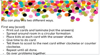 Preview of Everyday Math Unit 8 Review Game