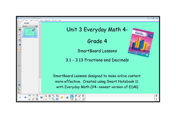 Preview of Everyday Math (version 4) Grade 4 SmartBoard- Unit 3 Fractions and Decimals