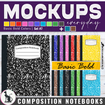 Preview of Everyday Mockups Composition Notebook School Supplies | Basic Bold Colors Set 7