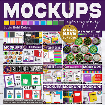 Preview of Everyday Mockups Mega Growing Bundle Basic Bold School Supplies Desk Decoration