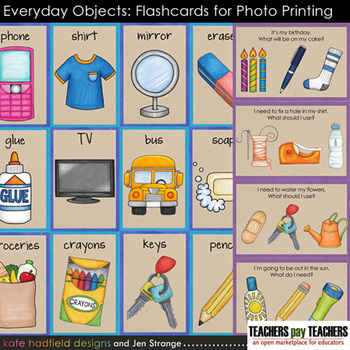 Preview of Everyday Objects flashcards for Speech and ELL (designed for Photo Printing)