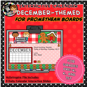 Preview of Interactive PROMETHEAN Calendar - December - Pre-K, K, 1st Grades