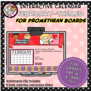 Preview of Interactive PROMETHEAN Calendar - February - Pre-K, K, 1st Grades