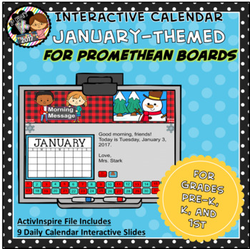 Preview of Interactive PROMETHEAN Calendar - January - Pre-K, K, 1st Grades
