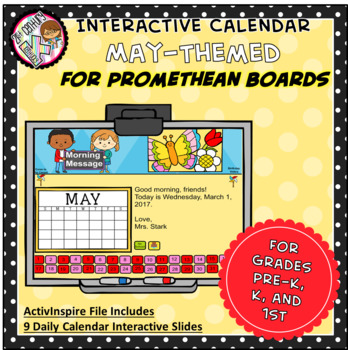 Preview of Interactive PROMETHEAN Calendar - May - Pre-K, K, 1st Grades