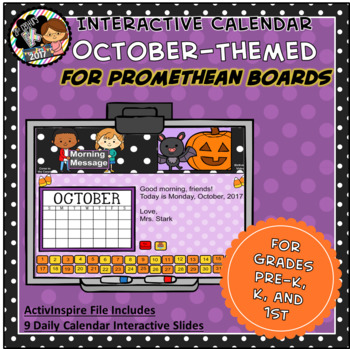 Preview of Interactive PROMETHEAN Calendar - October - Pre-K, K, 1st Grades