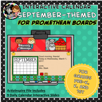 Interactive Promethean Calendar - September - Pre-K, K, 1St Grades