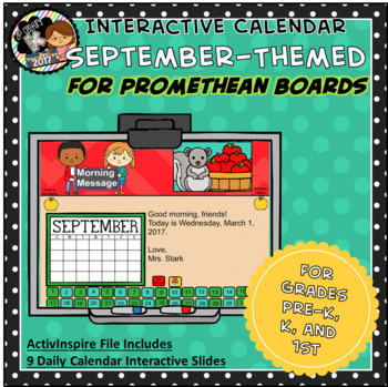 Preview of Interactive PROMETHEAN Calendar - September - Pre-K, K, 1st Grades