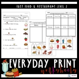 Functional Words for Everyday Print: Fast Food & Restauran