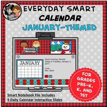Preview of Interactive SMART Calendar - January - Pre-K, K, 1st Grades