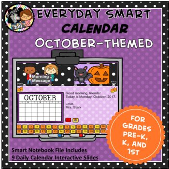 Preview of Interactive SMART Calendar - October - Pre-K, K, 1st Grades