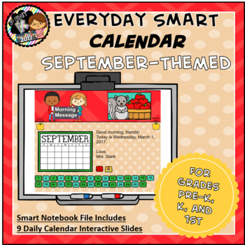 Preview of Interactive SMART Calendar - September - Pre-K, K, 1st Grades