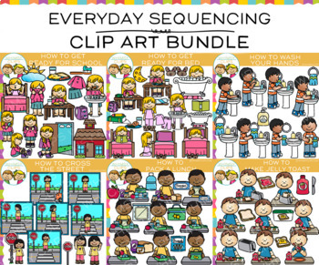 Preview of Everyday Kids At Home Sequencing Clip Art Bundle - One