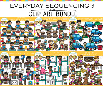Preview of Everyday Kids At Home Sequencing Clip Art Bundle - Three