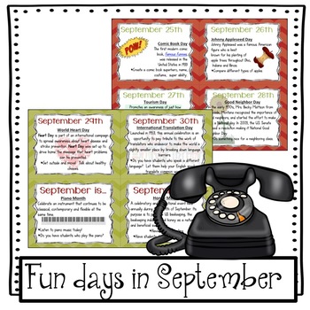 Everyday is a Holiday: September's Daily Holiday Cards | TPT
