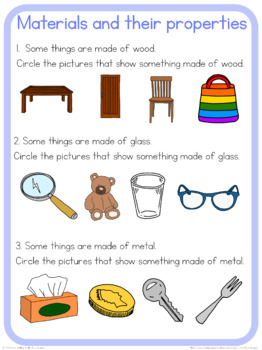 Everyday materials and their properties circle time questions | TpT