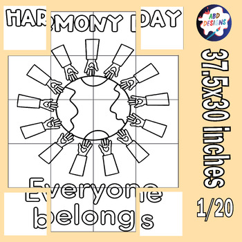 Preview of Everyone Belongs Harmony Day Collaborative Coloring Poster Bulletin Board Crafts