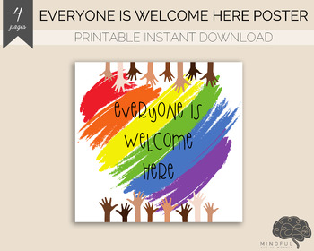 Everyone Is Welcome Here Poster: Inclusive by Mindful Social Worker Co