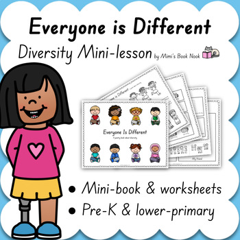Preview of Everyone is Different: Diversity Mini-Lesson for PreK TK Kinder 1st 2nd 3rd
