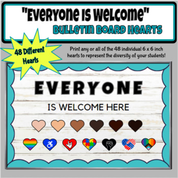 Preview of Everyone is Welcome Bulletin Board HEARTS - Diversity and Inclusion