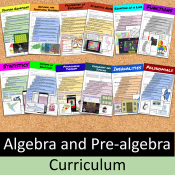 Preview of 8th Grade Math-Algebra and Pre-Algebra Whole Course Growing Bundle