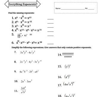 Preview of Everything Exponents: Practice plus Notes