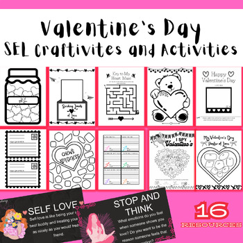 Preview of Everything You Need Valentine's Bundle | SEL, Craftivities, Games, Coloring