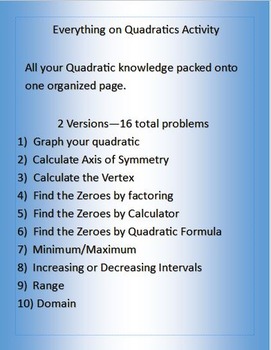Preview of Everything on Quadratics