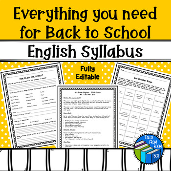 Preview of English Syllabus and Everything you need for back to school - fully editable