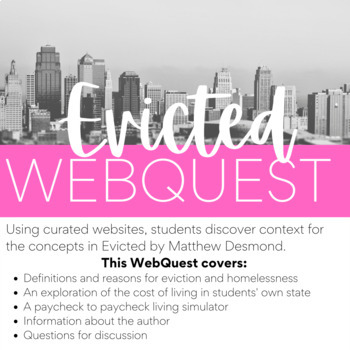 Preview of Evicted by Matthew Desmond Web Quest | Pre-Reading Activity AP Lang