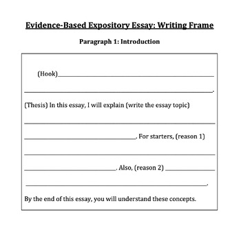 Preview of Evidence-Based Expository Essay Writing Frame