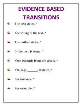 transitions for evidence in an essay