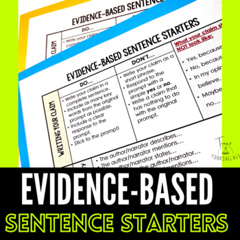 Preview of Claim Evidence Reasoning Sentence Starters Stems | RACES Evidence-Based Writing