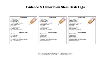 Preview of Evidence/Elaboration Stem Desk Tags