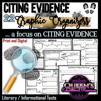 Preview of Evidence Graphic Organizers for Literary/Informational Text, Citing Evidence