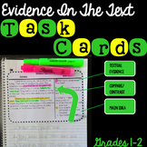 Evidence In The Text Task Cards Grades 1-2