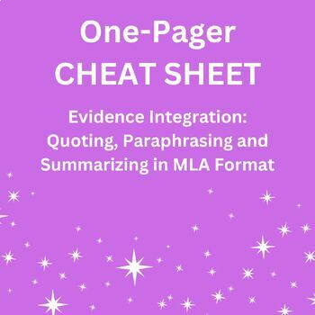 Preview of Evidence Integration Cheat Sheet, When to Quote, Paraphrase and Summarize