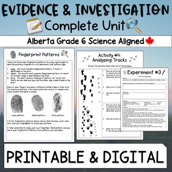 Preview of Evidence & Investigation Unit - Alberta Grade 6 Aligned - Forensics Grades 4-6