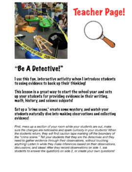 Preview of Evidence Lesson: Crime Scene Observations