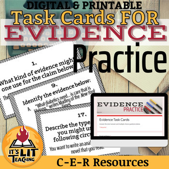 Preview of Evidence Task Cards (C-E-R Practice) | Printable & Digital
