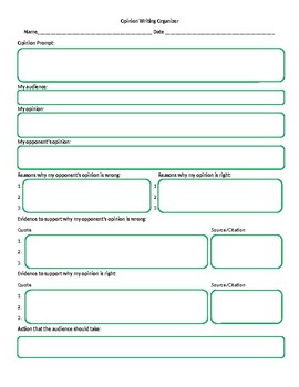 Preview of Evidence-based Opinion Writing Graphic Organizer