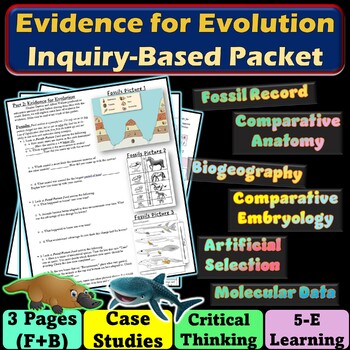 Preview of Evidence for Evolution Inquiry-Based Packet Activity Worksheet
