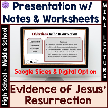 Preview of Bible Lesson Evidence for Jesus' Resurrection Lecture with worksheets Easter