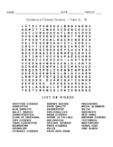 Evidence in Forensic Science  - Word Search Worksheet - Form 2L
