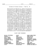 Evidence in Forensic Science  - Word Search Worksheet - Form 4L