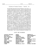 Evidence in Forensic Science  - Word Search Worksheet - Form 5L